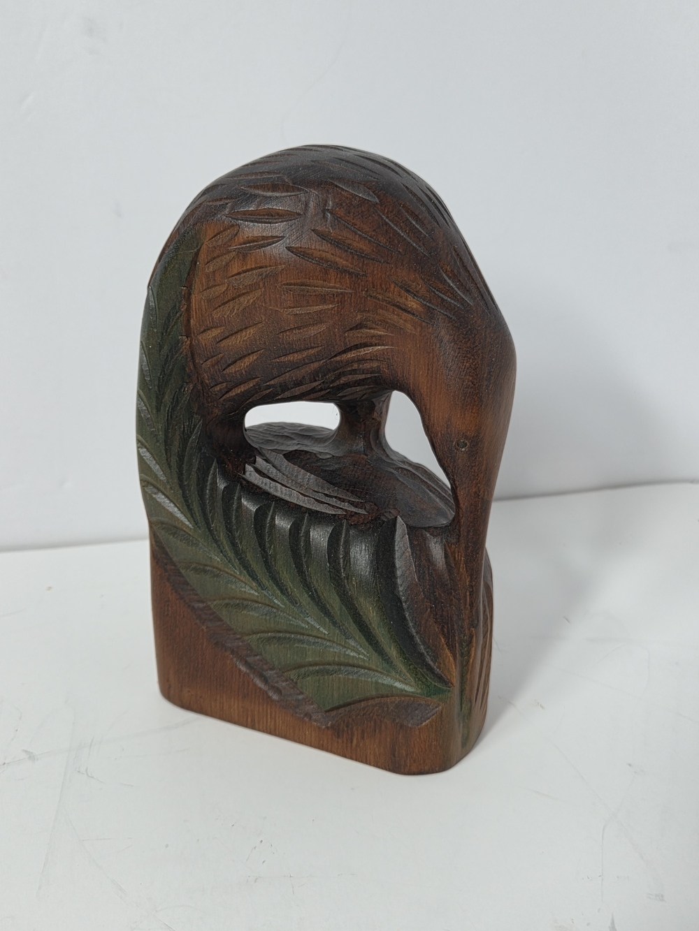 ironwood hand carved kiwi bird thick chunky abstract with subtle colors